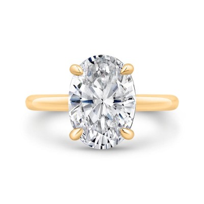 14K Yellow Gold Oval Cut Diamond Engagement Ring (Semi-Mount)