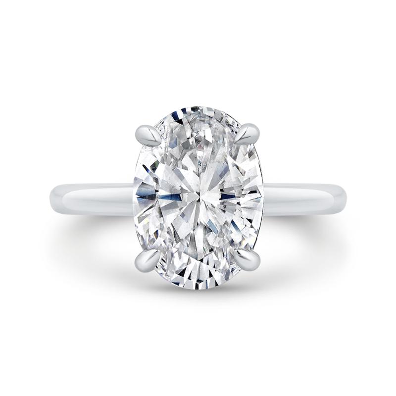 14K White Gold Oval Cut Diamond Engagement Ring (Semi-Mount)