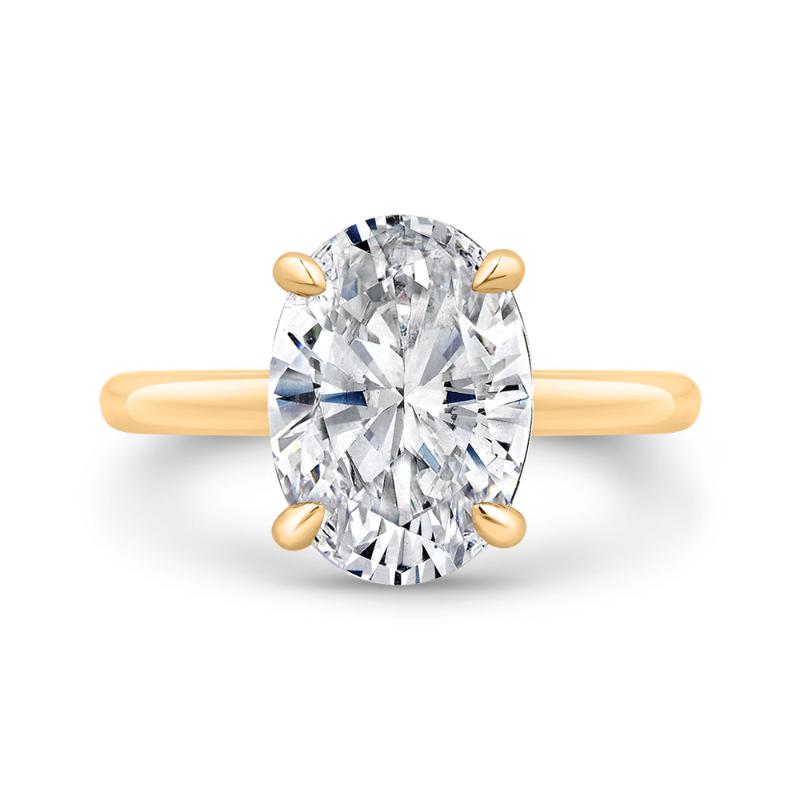 14K Yellow Gold Oval Cut Diamond Engagement Ring (Semi-Mount)